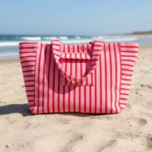 Fashion Eco Friendly Personalized Striped Large Capacity Shopping Storage Outdoor Travel Beach Tote Bag Girls