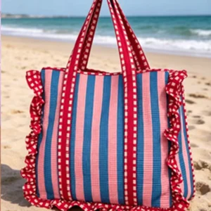 Fashion Eco-Friendly Personalized Striped Portable Shopping Outdoor Travel Beach Tote Bag