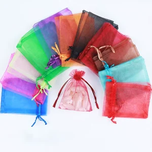 Fashion Organza Gift Bags 17x23cm Jewelry Mesh Drawstring Pouch Sachet Large Size Wedding Favor Bracelet Bags for Packaging