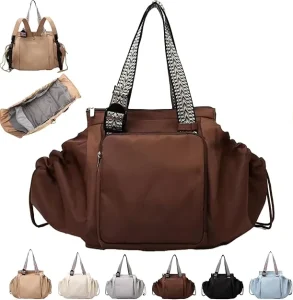 Fashion Polyester Tote Bag Zipper Closure Large Capacity Portable Multi Use (Travel Beach)-Single-Shoulder Backpack Option