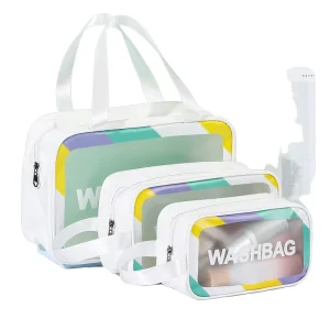 Fashionable Popular Selling Translucent Women Waterproof Plastic Bag With Bangle Portable PVC Zipper Black Cosmetic Bag