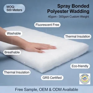 Flame Retardant Polyester Wadding 200GSM Safety Breathable Mattress Topper Hospital Bedding Fill OEM