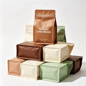 Flat Bottom 250g 500g Zipper Zip Lock Bag Recyclable Square Bottom Pouch 200g 500g 1kg Coffee Bag