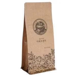 Flat Bottom Bag Gravure Printing for Coffee Bean 500g Packaging Brown Pouch for Korea Cafe VMPET LDPE PET