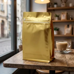 Flat Bottom Coffee Packaging Pouch Seal Custom Logo Print Light Blocking for Coffee Shop Storage Bags