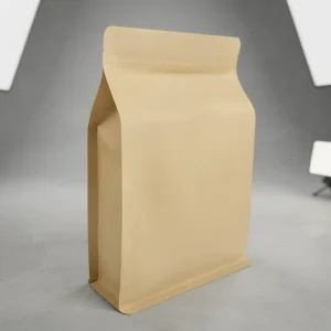 Flat Bottom Kraft Bags with Zipper Stand Up Moisture Proof Heat Seal Ziplock Kraft Paper Reusable Plastic Bag