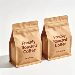 Flat Bottom Moisture Proof Coffee Bag With Valve 250g 500g 1kg Kraft Paper Recyclable Ground Coffee Bags