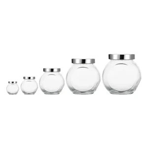 Flat Drum Bottle Transparent Glass Sealed Candy Jar Kitchen Grain Storage Wide Mouth Dried Fruit Snack Storage Bottle