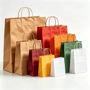 Flat Handle Kraft Paper Bags Food Grade Suitable for Clothing Boutiques Shopping Gifts Coffee Takeaway