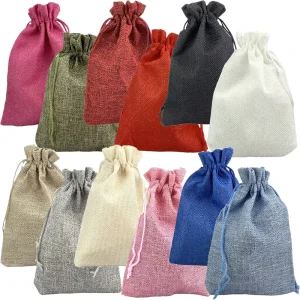 Flax Jute Gift Bags Drawstring Party Wedding Favor Pouches Jewelry Storage Dust Sack Jewelry Makeup Pouch