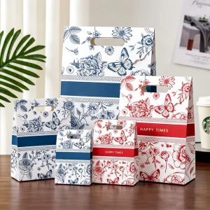 Flip Flap Envelope Gift Bags with Die cut Hole Handle Wedding Birthday Business Party Shopping Paper Bags