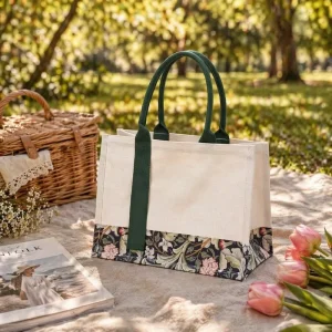 Flower 3D Canvas Tote Bag with Custom Logo Magnetic Closure Small Batch Corporate Promotion Gift All Seasons Shopping