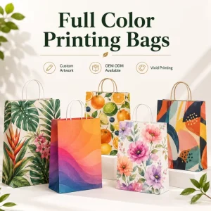 Foldable Blank Kraft Paper Bag Eco Friendly Recycled Material for DIY Sublimation Custom Logo Brand Promotion Craft Goods