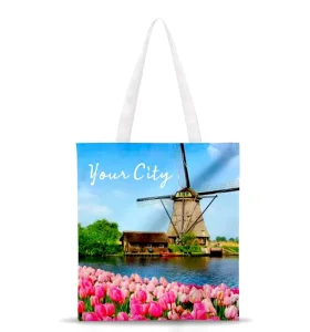Foldable Canvas Cotton Shopping Bag Custom Pattern Reusable Supermarket Bag