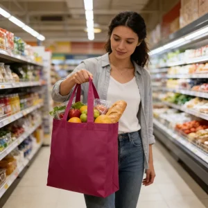 Foldable Non Woven Bag Portable Reusable Shopping Bag Lightweight PP Non Woven Tote Bag Custom Logo for Travel Daily Use