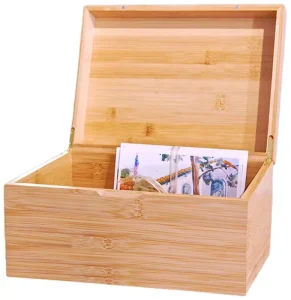 Folk Art Bamboo Keepsake Storage Boxes Natural Polished Wooden Craft for Wall Signs and Wooden Boxes