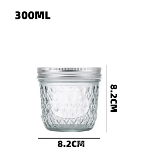 Food Grade 10oz Wide Mouth 86mm Mouth 300 ml Food Canning Glass Mason Jar Jam Jelly Baby Food Jar with Lid and Band