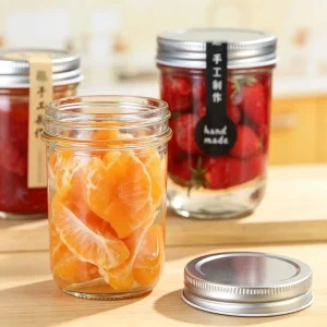Food Grade Airtight Storage Container with Silver Screw Lid Mason Jar Jam Glass Bottle Honey Storage Jar Yogurt Glass Bottle