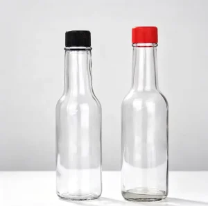 Food-Grade Clear Glass Sauce Bottles 150ml 250ml with Colorful Screw Caps for Ketchup Oil