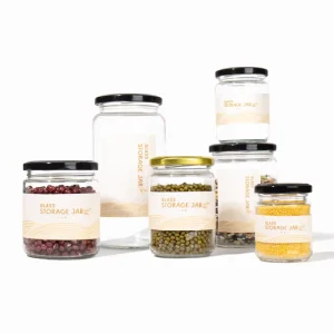 Food Grade Clear Round Wide Mouth Peanut Butter Pickles Glass Storage Bottles with Tinplate Cap