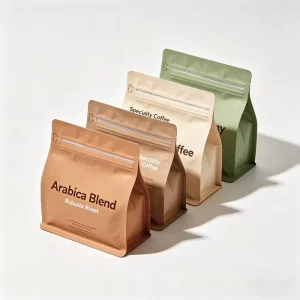 Food Grade Eco Friendly Flat Bottom Pouch Biodegradable Kraft Paper Square Bottom Coffee Bag