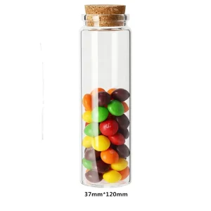 Food Grade Glass Jar 37mm Diameter 90ml Cork Stopper Glass Jar Sealed Moisture Proof Heat Cold Resistant Sturdy Durable