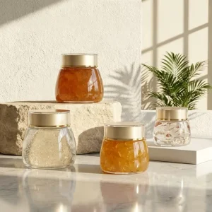 Food Grade Glass Jars with Plastic Screw Cap Reusable Sealed for Jelly Snack Dessert Pet Food Storage