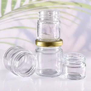 Food Grade Honey Container 70ML Small Round Glass Jam Jars with Red Screw Cap Storage Pickles Jar for Food