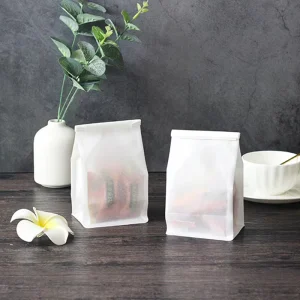 Food Grade Kraft Paper Window Transparent Gravure Printed Biodegradable Breakfast Bread Croissant Rolled edge Heat Seal Bag