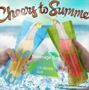 Food Grade Plastic Stand up Drink Reusable Self Seal Liquid Bags for Juice Smoothie Cocktail Portable Beverage Packaging Bags