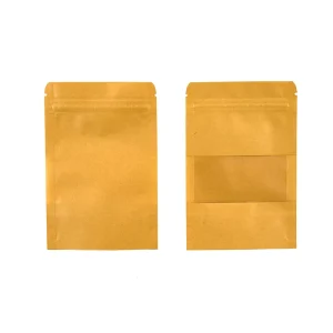 Food Grade Recyclable Pouch Kraft Paper Bag Zipper Ziplock Nuts Coffee Snack Brown Pouch Kraft Paper Doypack with Window