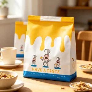 Food Grade Recycled Kraft Paper Square Bottom Kraft Paper Bags for Fast Food Takeaway