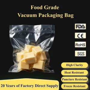 Food Grade Transparent Heat Sealed Plastic Vacuum Sealer Packaging Bags for Sugars Sushi Pizza Smell Proof Bags