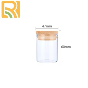 Food Grade Wide Mouth Glass Jar 47mm Diameter Durable Eco Reusable Borosilicate Glass Bamboo Lid