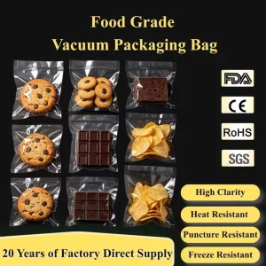 Food Packaging Plastic Bag Vacuum Packaging Bags for Raw Meat Seafood Nuts Dry Fruits Meal Prep Plastic Bags Biodegradable