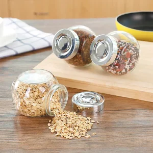 Food Storage Glass Jars 50ml-750ml with Plastic Lid for Snacks and Jelly