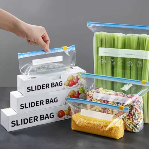 Food Storage Zipper Bag Reusable Waterproof Plastic Food Storage Zipper Plastic Ziplock Freezer Slider Bag