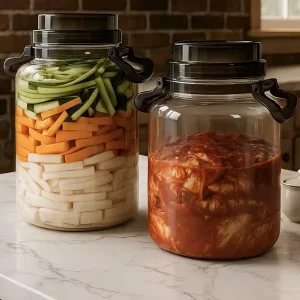 Food-grade Empty Plastic Bottle Storage Fresh-keeping Box with Airtight Storage Jar with Handle for Pickles and Chili Sauce