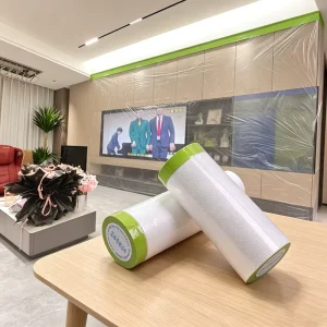 For Apple Green Transparent Pre-Taped Plastic Film Indoor Paint Tape for Protective Masking Spray Protective PE Masking Film