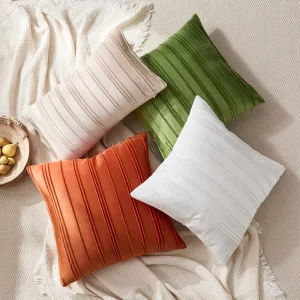 Four season square Velvet Sofa Pillow Covers Minimalist Nordic Style Solid Colors Crinkled texture Finish Cushion Cover