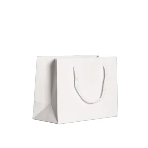 Free Sample Customized logo White Paper Bag with Handle Rope