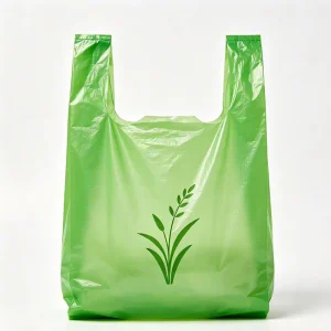 Fresh Grass Flower Printed Light Green Carry T shirt Bag Flexible Wear resistant Customizable Print Factory Supply Packing Bag