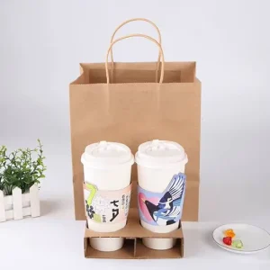 Fresh keeping Eco-Friendly Reusable Kraft Paper Bag Handles for Fruit Vegetable Delivery Organic Produce Packaging Custom Logo