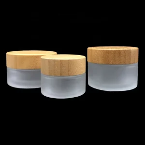 Frosted Clear Glass Facial Body Cream Containers 15g 30g 50g 100g 150g 200g Glass Cosmetic Jars With Bamboo Screw Cap