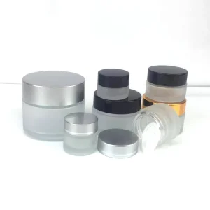 Frosted Cream Jars with Black Lid 5g-100g Wide Mouth Glass Jar for Lotions Skin Care Eye Cream for Cosmetics