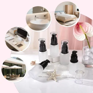 Frosted Glass Foundation Bottle 30ml Matte Cosmetic Packaging Pump Bottle for Face Serum and Liquid Lotion