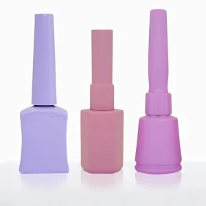 Frosted Matte pink purple Empty Glass Uv Gel Nail Polish Bottle with Screw Cap and Brush