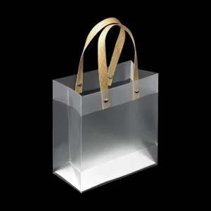 Frosted Transparent PP Tote Shopping Bags Square Bottom Polypropylene PP Plastic Bag with Handle