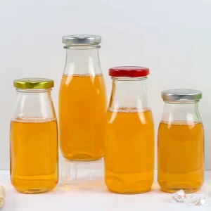 Fruit Juice Glass Jar with Screw Cap Screen Printed 250ml Recyclable Beverage Container