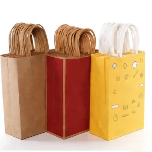 Full Color Printed Paper Bags Food-Grade Sturdy for Restaurant Packaging Brand Promotions with Custom Artwork Options